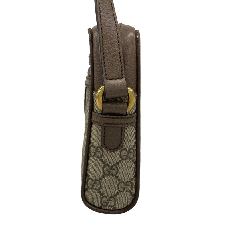 Gucci Shoulder Bag Ophidia Gray Dark Brown Multi Leather