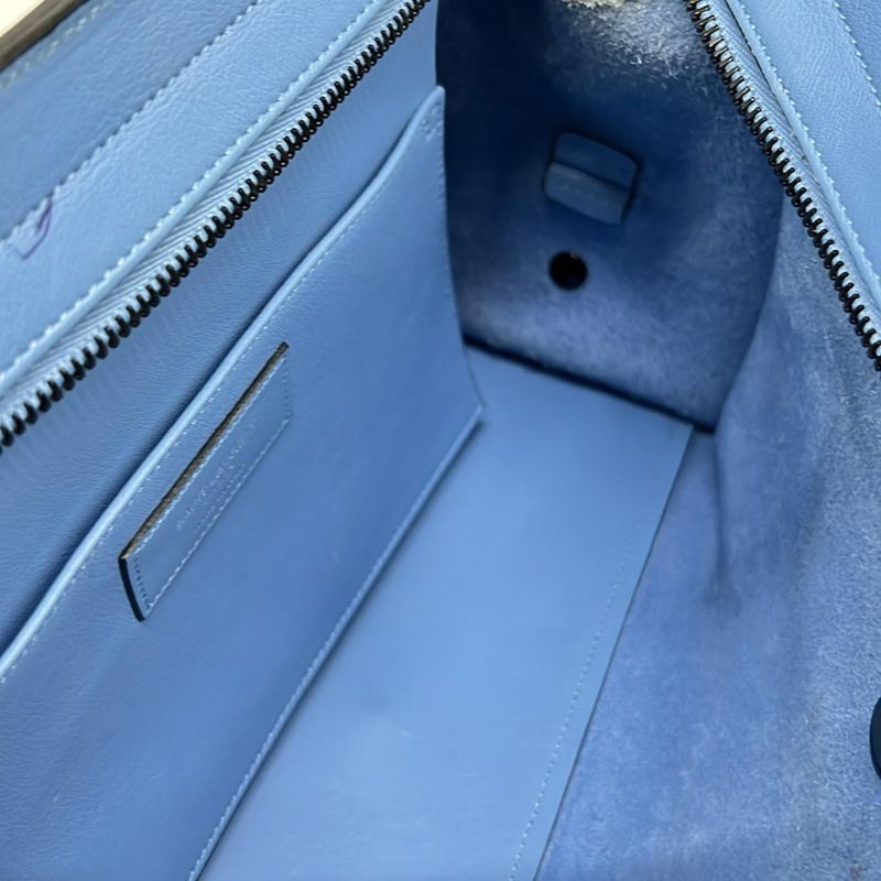 Saint Laurent Paris Handbag Baby Monogram Cabas Blue Leather