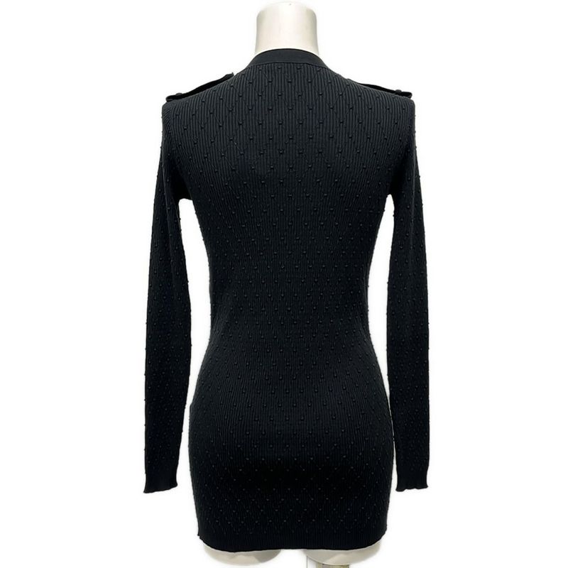 Chanel Cardigan 34 S Black Long Length Cotton Silk
