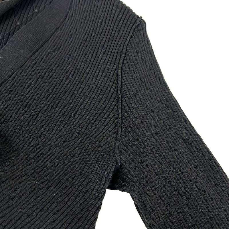 Chanel Cardigan 34 S Black Long Length Cotton Silk