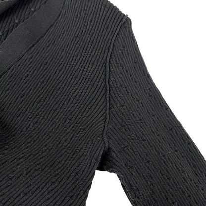 Chanel Cardigan 34 S Black Long Length Cotton Silk