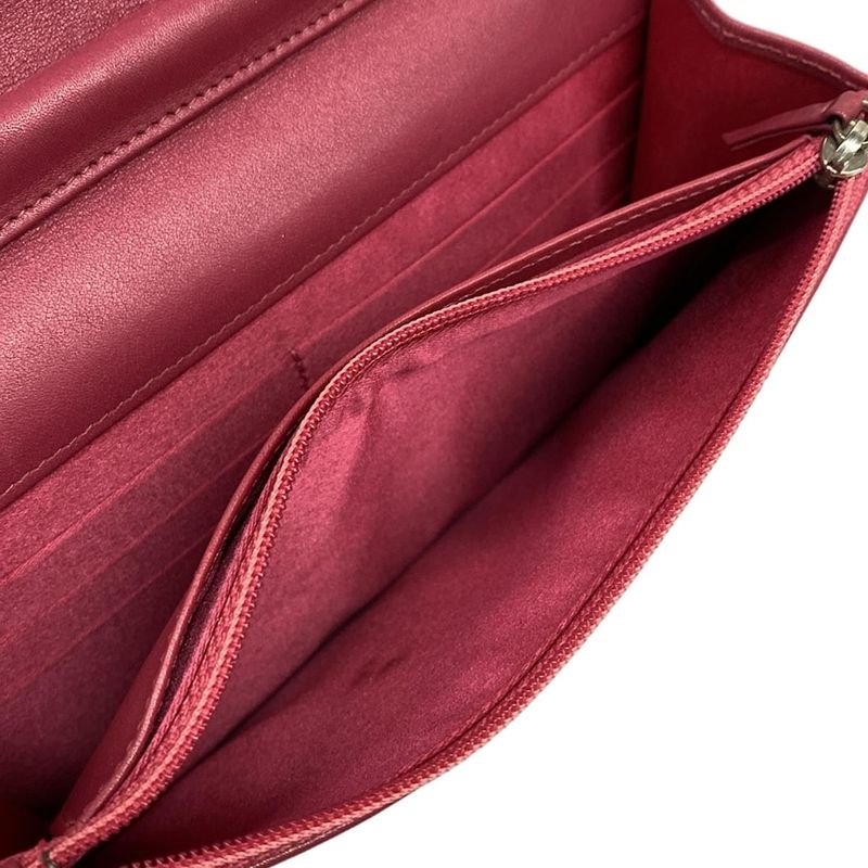 Chanel Wallet Camellia Pink Chain Silver Leather