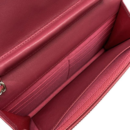 Chanel Wallet Camellia Pink Chain Silver Leather