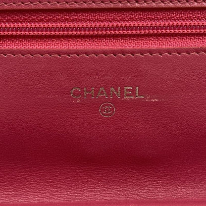 Chanel Wallet Camellia Pink Chain Silver Leather