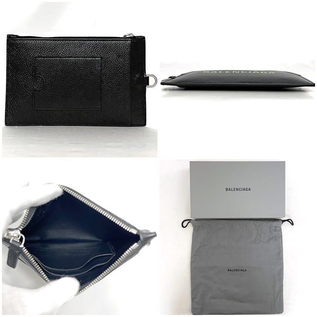 Balenciaga Pass Case Black Leather Pouch