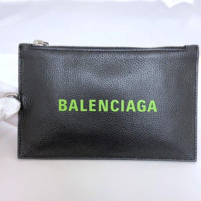 Balenciaga Pass Case Black Leather Pouch