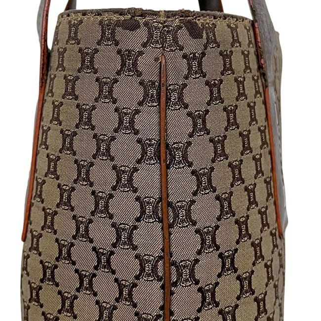 Celine Tote Beige Brown Macadam Light Nylon Leather