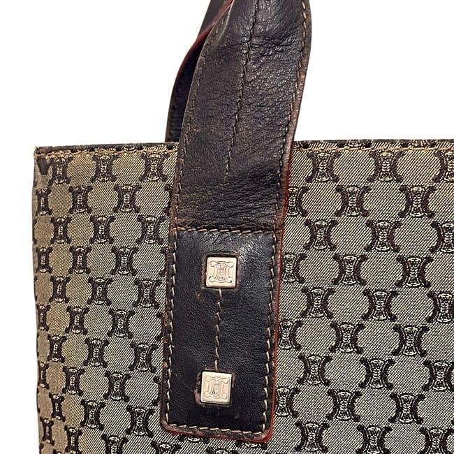 Celine Tote Beige Brown Macadam Light Nylon Leather
