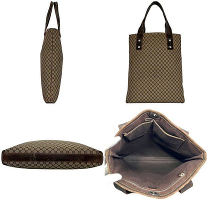 Celine Tote Beige Brown Macadam Light Nylon Leather