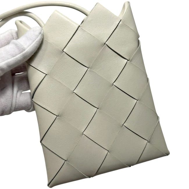 Bottega Veneta Mini Shoulder Bag White Intrecciato