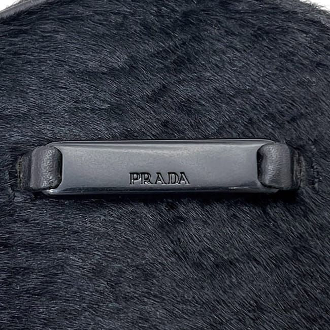 Prada Pouch Black Nero Case Calf Hair Leather 78
