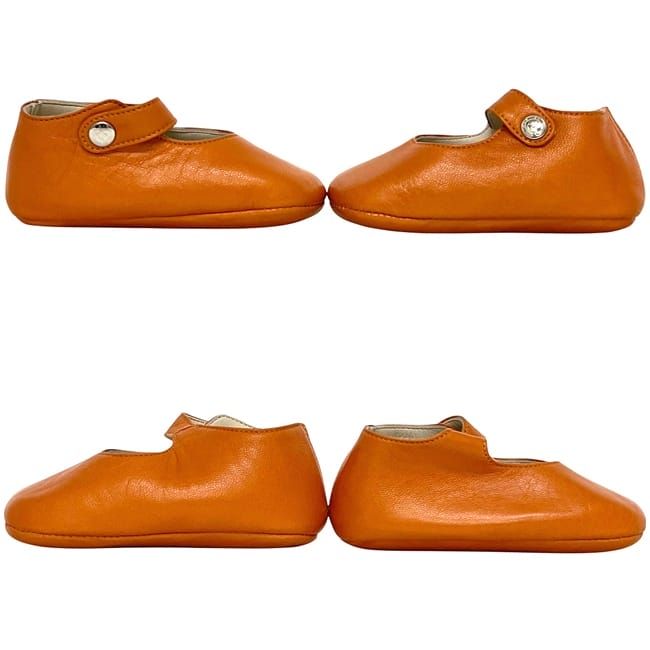 Hermes Baby Shoes Orange Addada Leather