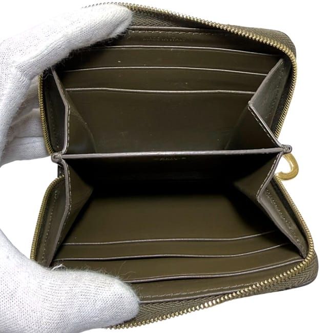 Celine Coin Case Khaki Green Purse Leather
