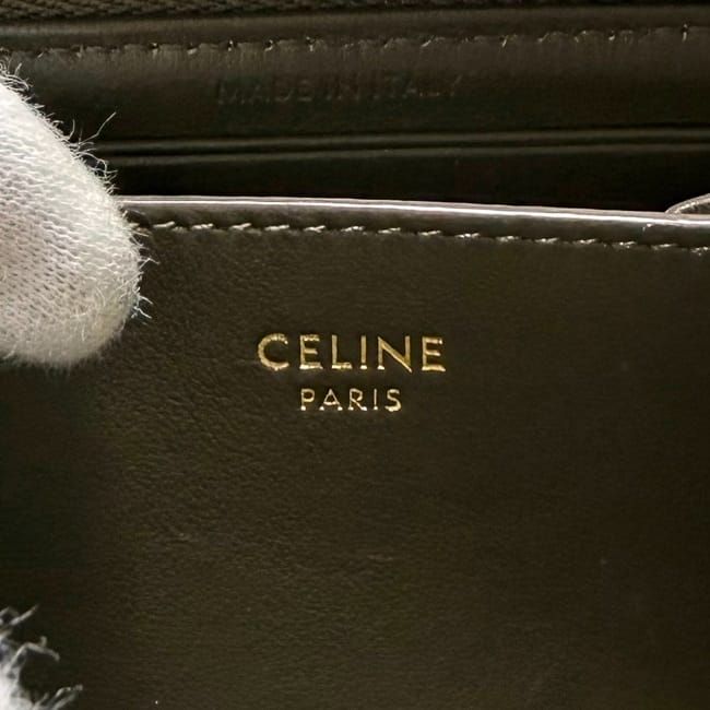 Celine Coin Case Khaki Green Purse Leather