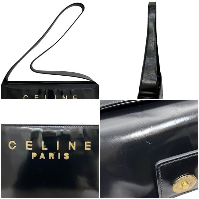 Celine Shoulder Bag Black Leather 97 2