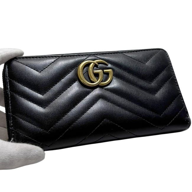 Gucci Zip Around Wallet Black GG Marmont