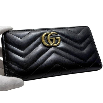 Gucci Zip Around Wallet Black GG Marmont