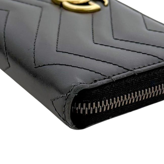 Gucci Zip Around Wallet Black GG Marmont
