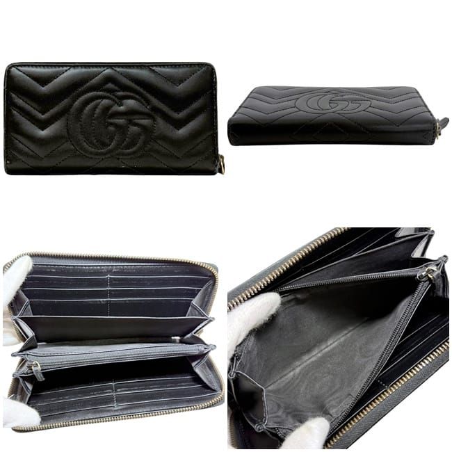 Gucci Zip Around Wallet Black GG Marmont