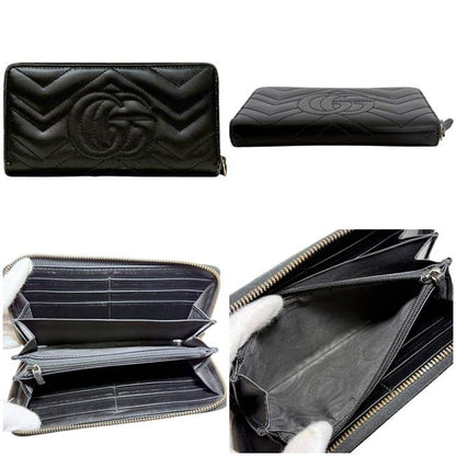 Gucci Zip Around Wallet Black GG Marmont