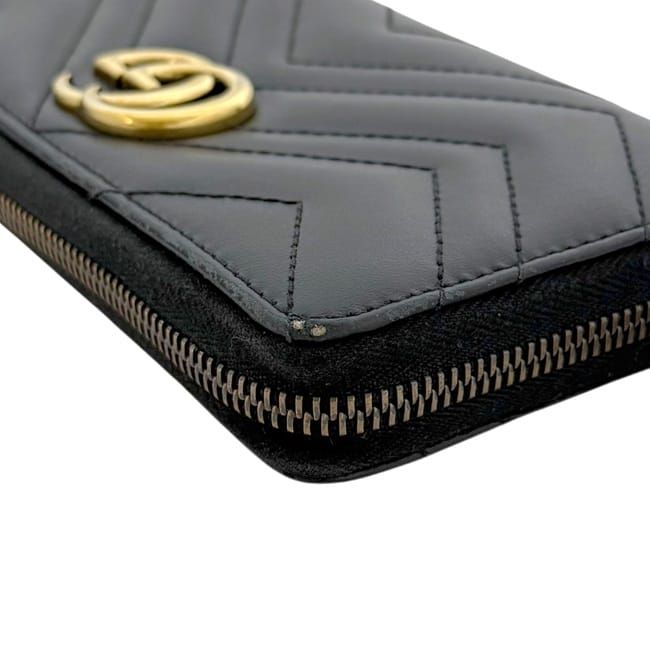 Gucci Zip Around Wallet Black GG Marmont