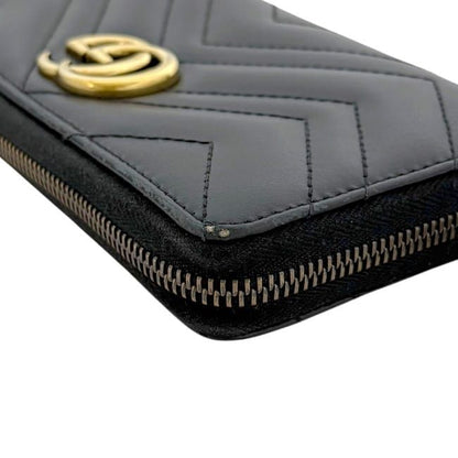 Gucci Zip Around Wallet Black GG Marmont