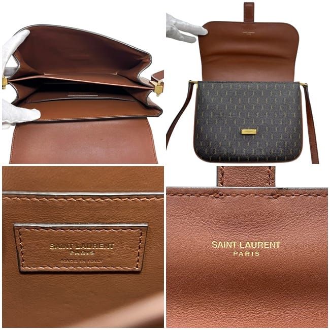 Saint Laurent Shoulder Bag Satchel Dark Brown