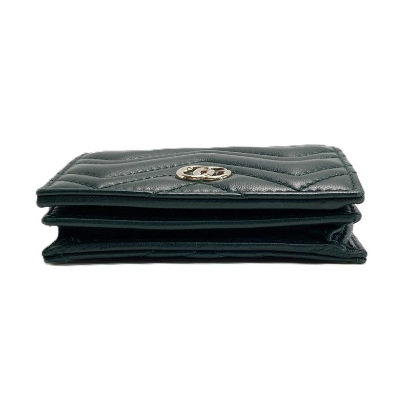 Gucci GG Marmont Double Card Case Wallet Green Bifold Box with Cloth Handbag