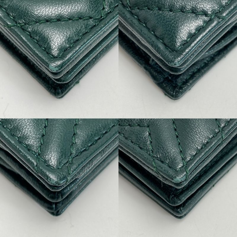 Gucci GG Marmont Double Card Case Wallet Green Bifold Box with Cloth Handbag