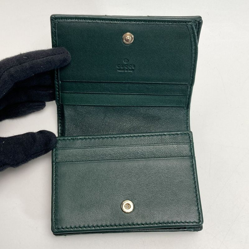 Gucci GG Marmont Double Card Case Wallet Green Bifold Box with Cloth Handbag