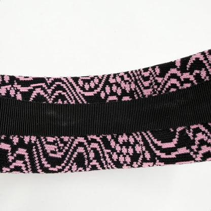 Prada Hair Headband Triangle Logo Canvas Black Pink Silver