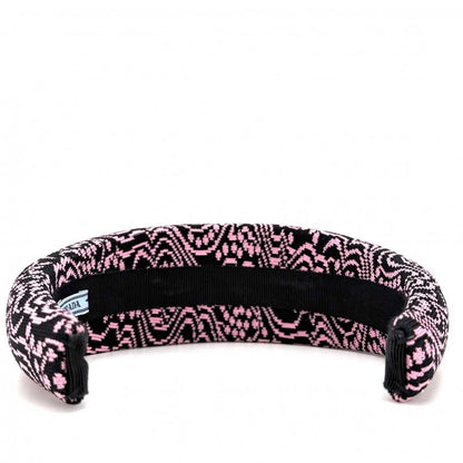 Prada Hair Headband Triangle Logo Canvas Black Pink Silver