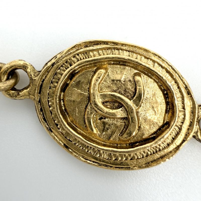 Chanel Necklace CC Logo Long Gold Plated