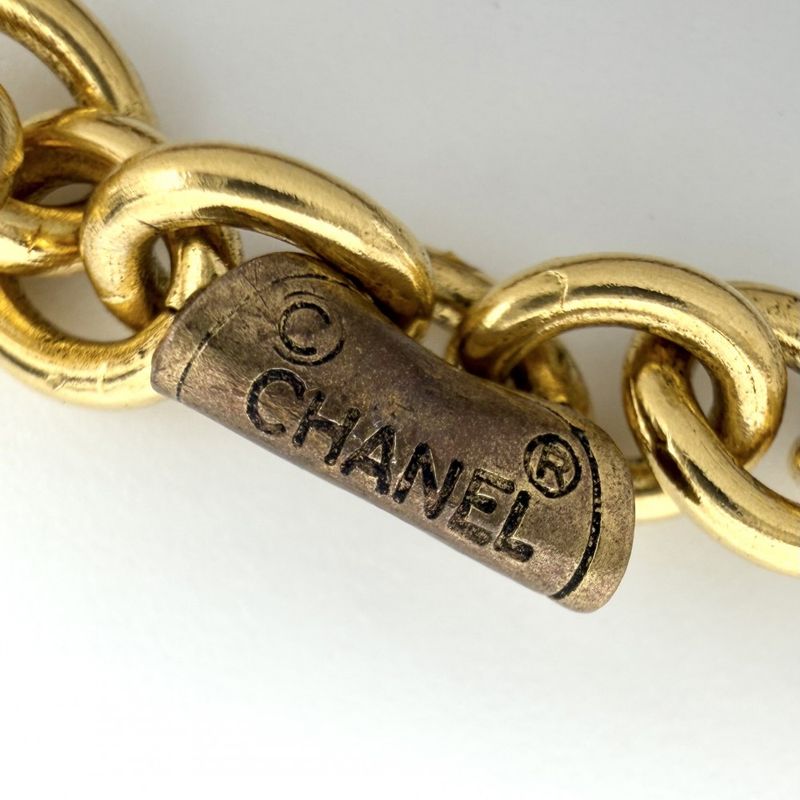 Chanel Necklace CC Logo Long Gold Plated