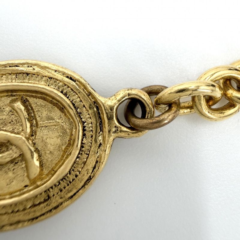 Chanel Necklace CC Logo Long Gold Plated