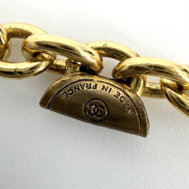 Chanel Necklace CC Logo Long Gold Plated