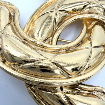 Chanel Brooch Quilted CC Logo Vintage Gold Plated