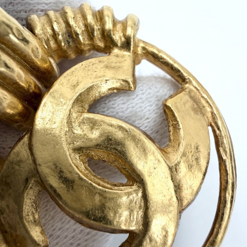 Chanel Earrings CC Logo Vintage Round Gold Plated