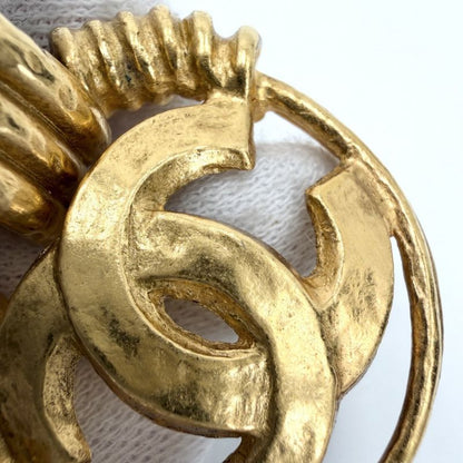 Chanel Earrings CC Logo Vintage Round Gold Plated