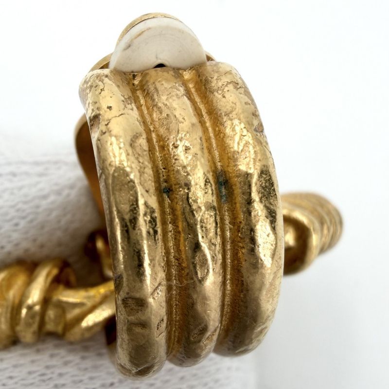 Chanel Earrings CC Logo Vintage Round Gold Plated