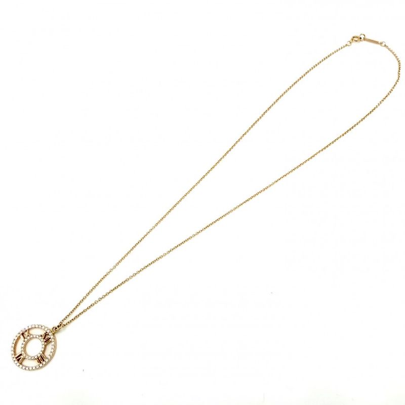 Tiffany & Co Necklace Atlas Open Diamond Pendant 18k PG 18k Pink Gold