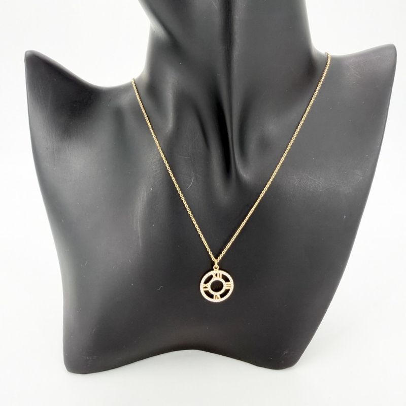 Tiffany & Co Necklace Atlas Open Diamond Pendant 18k PG 18k Pink Gold