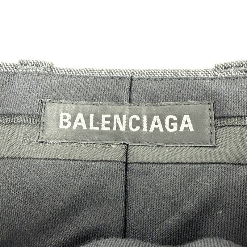 Balenciaga Pants Check Wide 34 Gray Black Wool