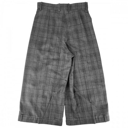 Balenciaga Pants Check Wide 34 Gray Black Wool
