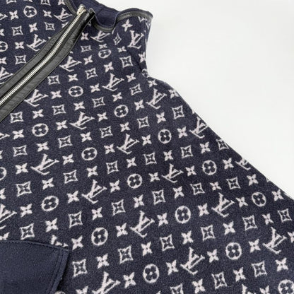 Louis Vuitton Poncho Reversible Monogram 34 Navy Black Silver Wool Silk