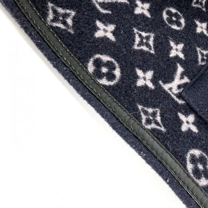 Louis Vuitton Poncho Reversible Monogram 34 Navy Black Silver Wool Silk