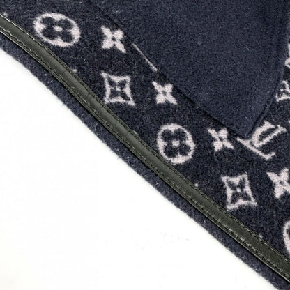 Louis Vuitton Poncho Reversible Monogram 34 Navy Black Silver Wool Silk
