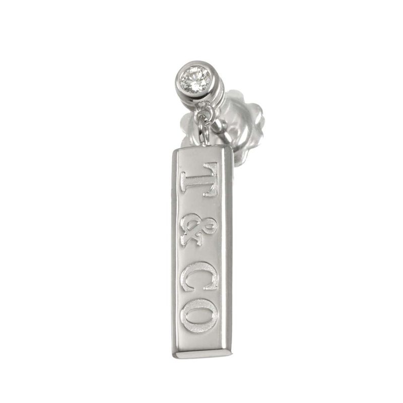 Tiffany & Co Bar Drop Diamond Earrings 18k WG White Gold 750 Pierced