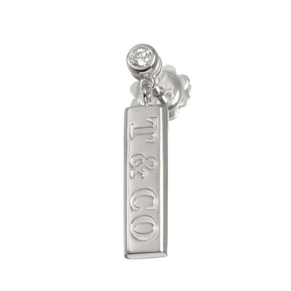 Tiffany & Co Bar Drop Diamond Earrings 18k WG White Gold 750 Pierced