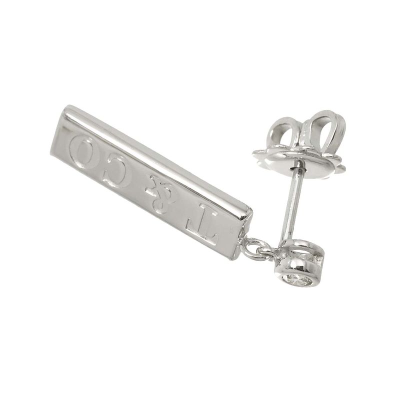 Tiffany & Co Bar Drop Diamond Earrings 18k WG White Gold 750 Pierced